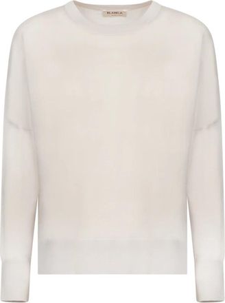 Blanca Vita Grijze Gebreide Kleding voor Vrouwen Aw 24 - Dames - Ronde hals truien - Grijs - L - Truien & Vesten
