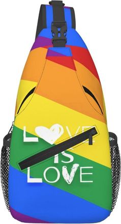 Generic Pride Rainbow Gay Love Is Love Pride Day Crossbody Bag With Zipper Sling Bag Adjustable Sling Backpack For Men Women Cycling