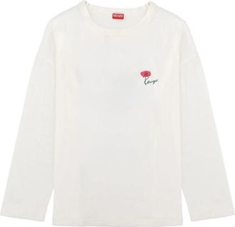 Kenzo Tulip Print T-shirt - Dames - Longsleeves - Wit - L - Katoen - Tops