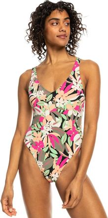 Roxy Badeanzug ROXY Printed Beach Classics, Damen, Gr. S, anthrazit palm song s, Obermaterial:87% Nylon, 13% Elasthan;, Badeanz&uuml;ge Badeanzug