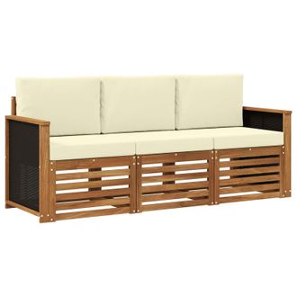 vidaXL Juegos De Sof&aacute;s Con Coj&iacute;n 3 Pcs Madera De Acacia S&oacute;lida Vidaxl