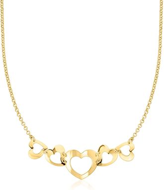 Ross-Simons Italian 18kt Gold Over Sterling Graduated Hearts Necklace