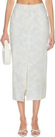 For Love & Lemons Chantal Denim Midi Skirt In Blue
