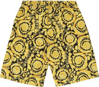 Versace Boys Shorts Barocco Print Yellow Cotton Trousers