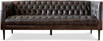 PIB Sofá de 3 plazas de cuero de grano completo marrón