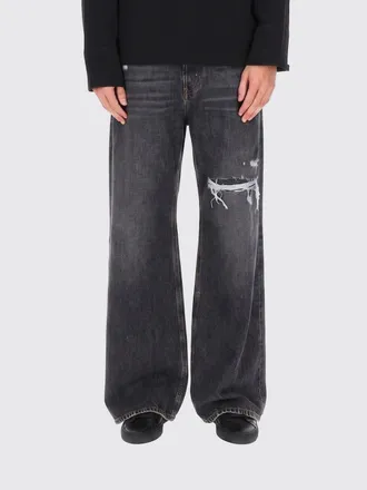 Diesel Jeans D-Rise a gamba larga in denim di cotone con effetto distressed