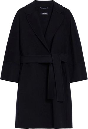 Max Mara Blauwe Ceintuurjas Stijlvol Oorsprong Itali&euml; - Dames - Jas met riem - Blauw - M - Wol - Jassen