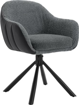 Woltu 1x Silla De Cocina Comedor Restaurante Giratoria De Dise&ntilde;o Moderno. Patas De Metal. Asiento De Chenilla. Gris Oscuro - Woltu