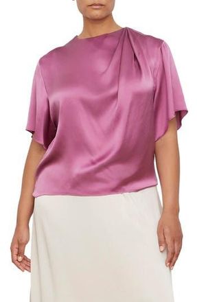 Vince Drape Neck Flutter Sleeve Silk Top in Camelia at Nordstrom Rack, Size 3X