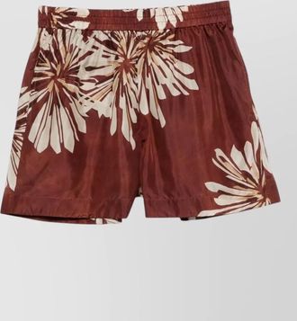 Brunello Cucinelli silk shorts floral motif side pockets