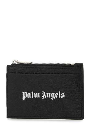 Palm Angels Mens Black Leather Card Holder 1001 Portafogli Wallet