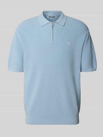 Review Boxy Fit Poloshirt mit Logo-Stitching in Hellblau, Gr&ouml;&szlig;e XXL