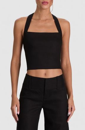 Alice & Olivia Fiona Crop Halter Top in Black at Nordstrom, Size 0