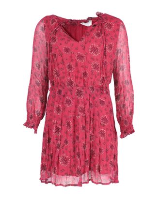BA&SH Ba & sh See-through Sleeve Printed Dress in Red Viscose