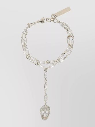 Alexander McQueen skull pav&eacute; double chain bracelet cubic zirconia