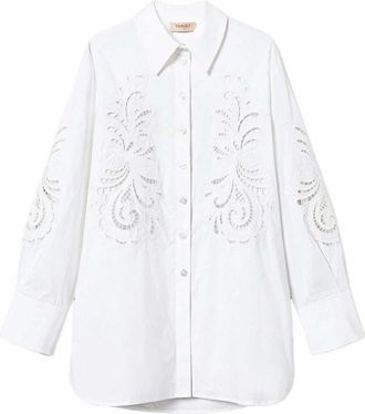 Twinset Witte Katoenen Overhemd Elegant Veelzijdige Stijl - Dames - Overhemden - Wit - S - Katoen - Overhemden