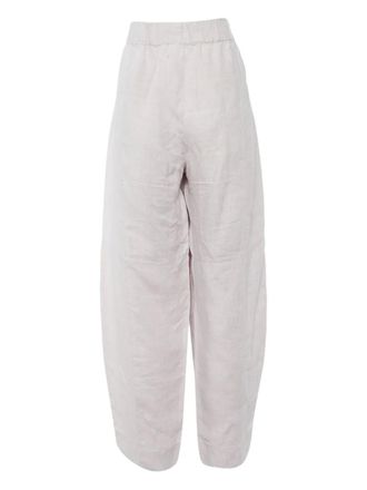Ganni wide-leg hemp trousers - Neutrals