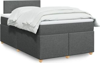 vidaXL Cama Box Spring Con Colch&oacute;n Tela Gris Oscuro 120x190 Cm Vidaxl
