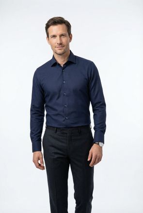 Olymp Businesshemd OLYMP Level 5, Herren, Gr. 38, N-Gr, blau (marine), Web, Obermaterial: 97% Baumwolle, 3% Elastolefin, h&uuml;ftbedeckend, Manschette, Hemden B