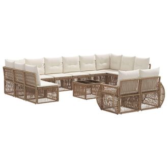 vidaXL Conjunto De Sof&aacute;s De Jard&iacute;n 13 Pcs Beige Y Blanco Crema Vidaxl