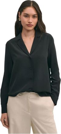 Brooks Brothers Crepe Zijden Blouse - Dames - Overhemden - Zwart - L - Overhemden