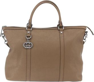 Gucci Pre-owned Tote Bags, female, Brown, Size: ONE SIZE Pre-owned Vintage Leather Tote Bag
