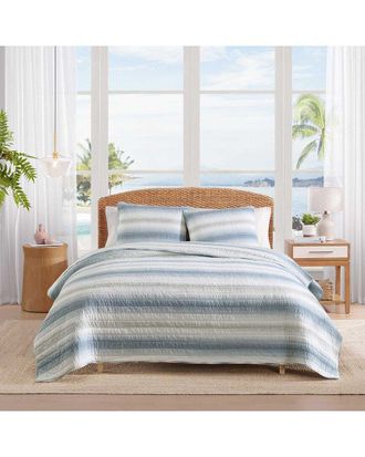 Tommy Bahama Prima Island Stripe Cotton Percale Quilt Set
