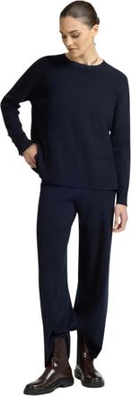 Elena Miro Maglia con bottoni ai polsi - Dames - Ronde hals truien - Blauw - L - Truien & Vesten
