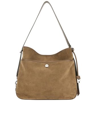 Hogan Brown Medium Suede-Like Shoulder Handbag