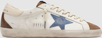 Golden Goose Baskets Homme Super-Star White Brown Blue Denim Cream