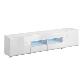 Petits Meubles Mueble TV 2 puertas 2 cajones 208 cm estratificado Blanco