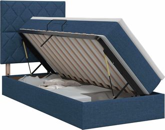 vidaXL Cama Con Almacenamiento Y Colch&oacute;n Azul 100 X 200 Cm Tela Vidaxl