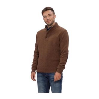 Barbour Truien & Vesten, Heren, Bruin, M, Wol, Essential Patch Half Zip Gebreide Trui