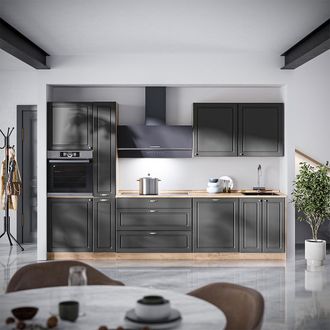 Vicco Mueble De Cocina Fame-line, Antracita-oro Landhaus/roble Dorado, 310 Cm, Et Antracita, Vicco