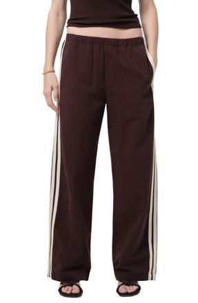 Citizens Of Humanity Aurora Side Stripe Cotton & Linen Track Pants in Chocolate Brown at Nordstrom, Size X-Small