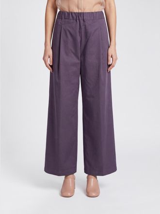 Semicouture High-Waisted Wide-Leg Trousers in Stretch Cotton