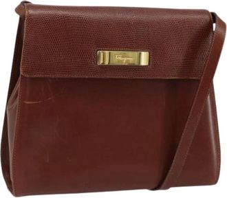Ferragamo Pre-owned Shoulder Bags, female, Brown, Size: ONE SIZE Pre-owned Leather Shoulder Bag