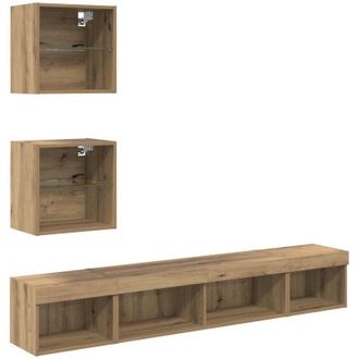 vidaXL TV Wall Units with LED 5 pcs Artisan Oak Engineered Wood vidaXL