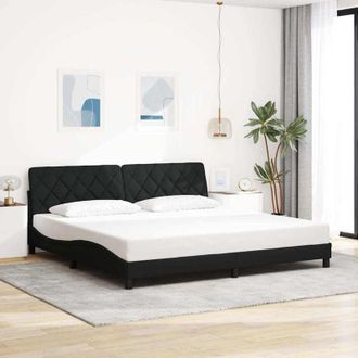 vidaXL Cama Sin Colch&oacute;n Tela Negro 200x200 Cm Vidaxl