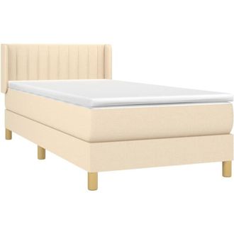 vidaXL Cama Box Spring Con Colch&oacute;n Tela Color Crema 90x200 Cm Vidaxl