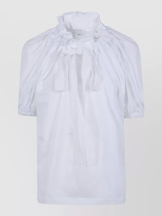 Patou jersey top puff sleeves ruffled collar