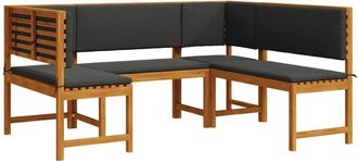 vidaXL Conjunto De Bancos De Jard&iacute;n 3 Pcs Marr&oacute;n Vidaxl