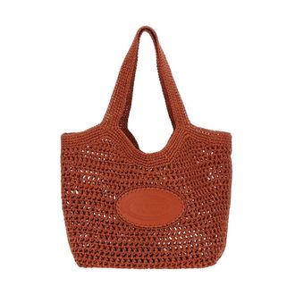 Tod's Rieten Gehaakte Tote - Dames - Shoppers - Rood - ONE Size - Leer - Tassen