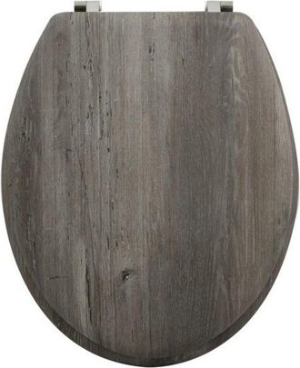 MSV Asiento De Inodoro Mdf Marr&oacute;n - Bisagras De Acero Inoxidable Msv