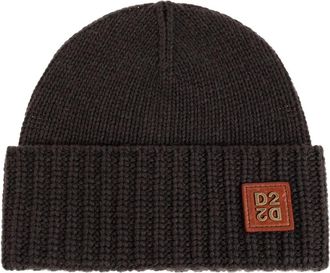 Dsquared2 Logo Patch Beanie - Heren - Hoeden - Bruin - ONE Size - Accessoires