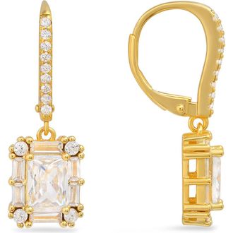 Queen Jewels Sterling Silver Emerald Cut Drop Earrings in Gold at Nordstrom Rack
