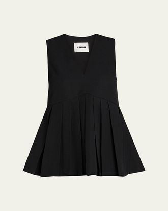 Jil Sander Sleeveless Pleated Peplum Top