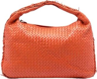 Bottega Veneta Pre-owned Shoulder Bags, female, Orange, Size: ONE SIZE Pre-owned Woven Nappa Hobo Bag