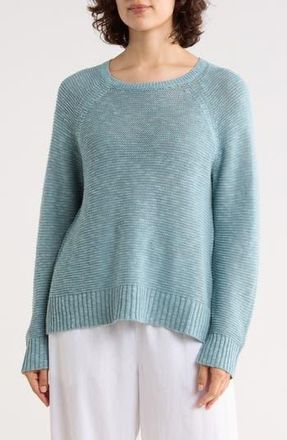 Eileen Fisher Raglan Sleeve Organic Linen & Organic Cotton Sweater in Seafoam at Nordstrom Rack, Size X-Large