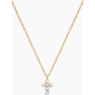 Electric Picks Pearl Cross Necklace in Gold at Nordstrom